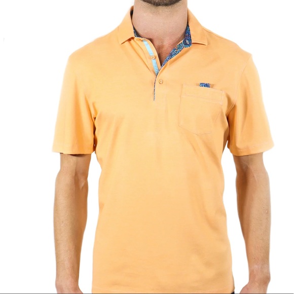 Mens polo. Max Colton brand. Coral/orange. - Picture 1 of 4